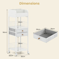 Makeup Organizer, Floor Skincare Organizer Cart with Drawers & Storage Shelves