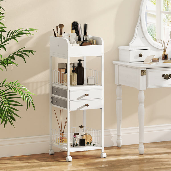 Makeup Organizer, Floor Skincare Organizer Cart with Drawers & Storage Shelves