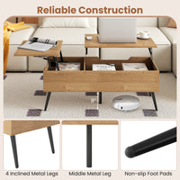 Heavy-Duty Metal Frame Tea Table Center Table w/Hidden Compartments