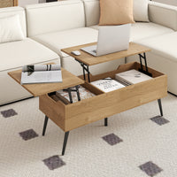 Heavy-Duty Metal Frame Tea Table Center Table w/Hidden Compartments