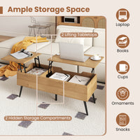 Heavy-Duty Metal Frame Tea Table Center Table w/Hidden Compartments
