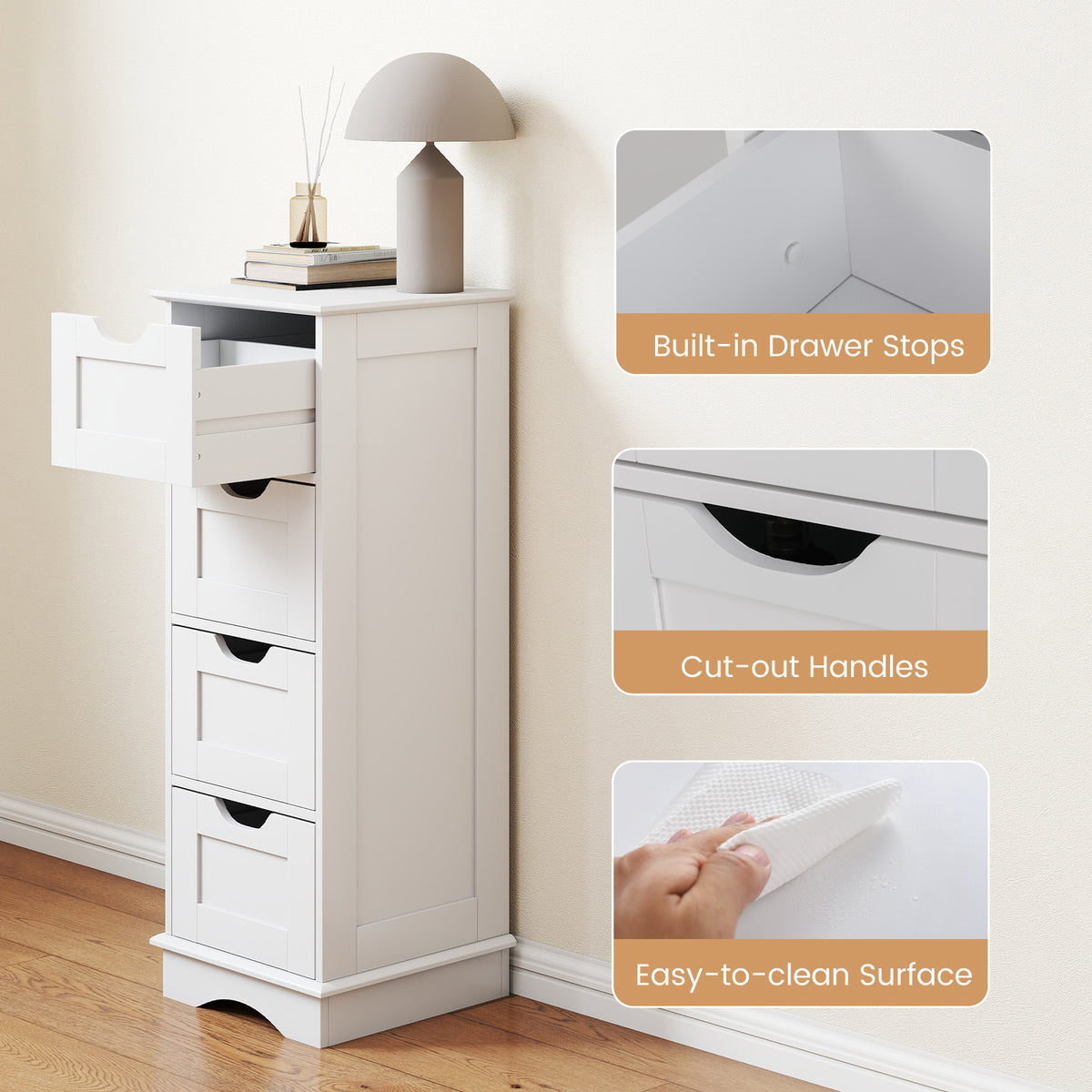Bathroom Storage Cabinet with 4 Drawers