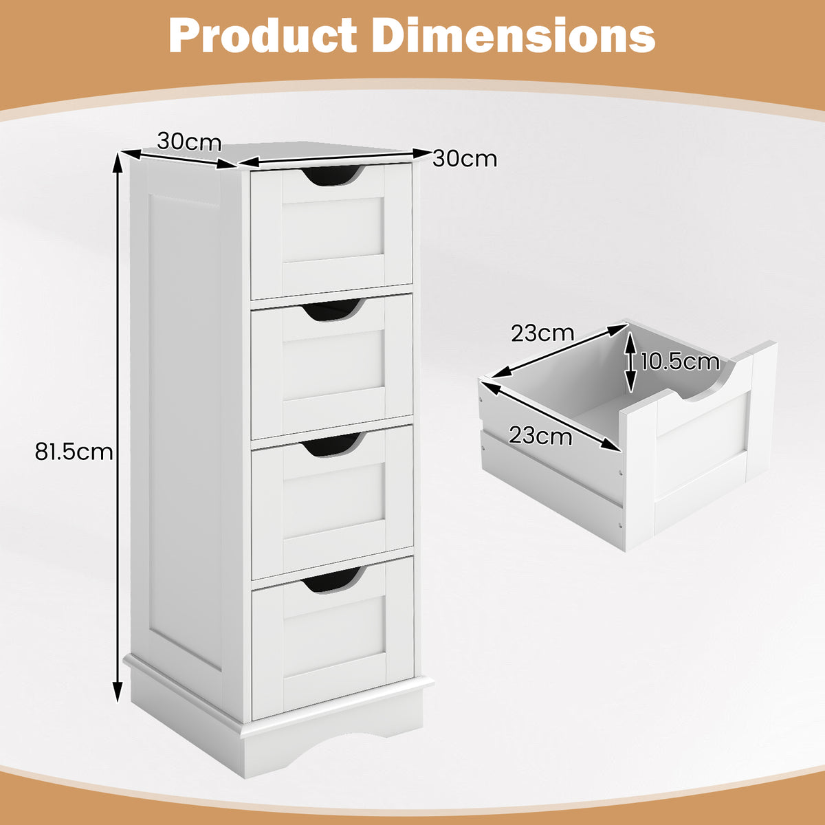 Bathroom Storage Cabinet with 4 Drawers