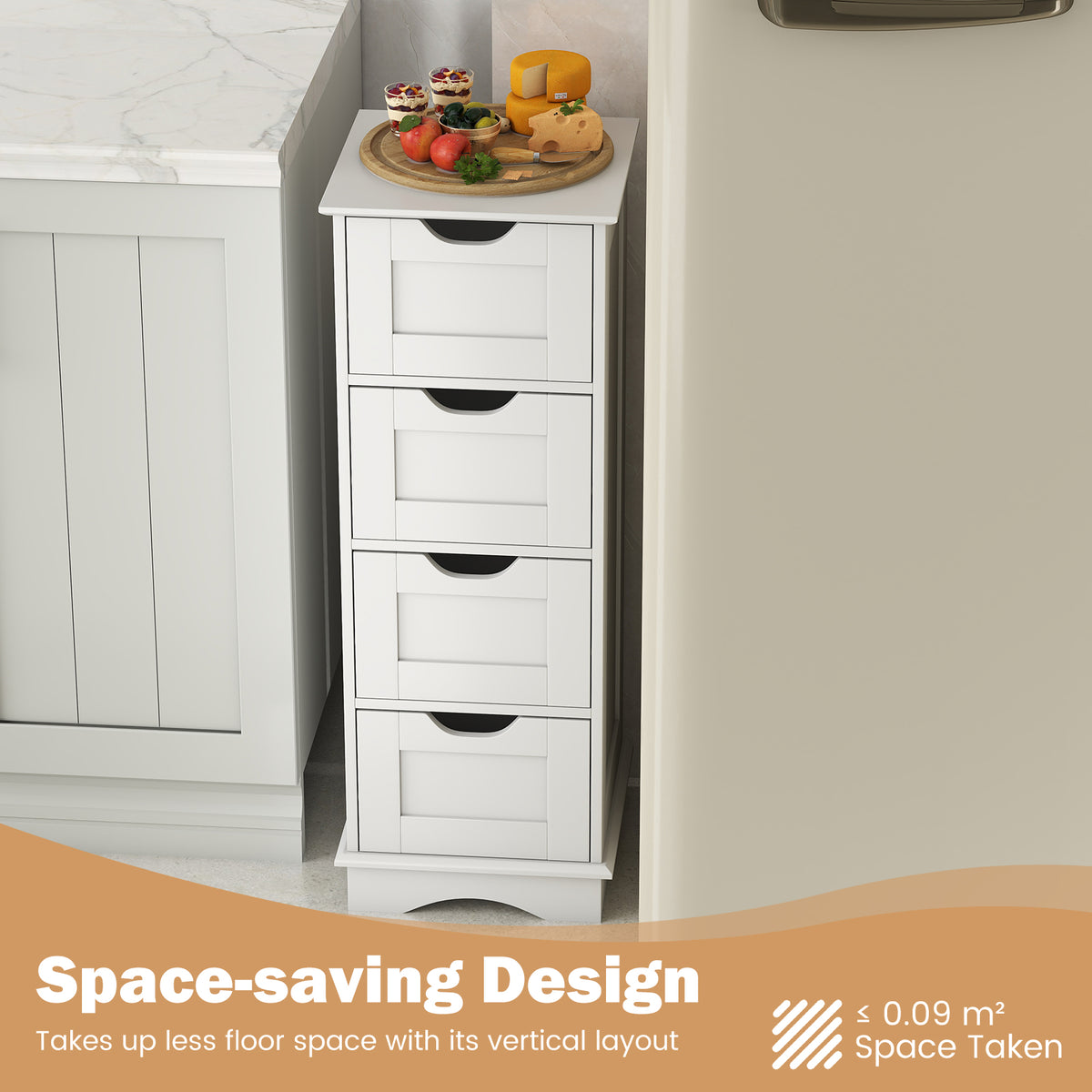 Bathroom Storage Cabinet with 4 Drawers