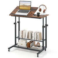 Mobile Stand up Desk, Height Adjustable Sit Stand Desk w/ Tilting Tabletop