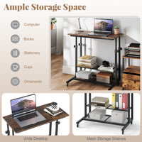 Mobile Stand up Desk, Height Adjustable Sit Stand Desk w/ Tilting Tabletop