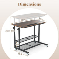 Mobile Stand up Desk, Height Adjustable Sit Stand Desk w/ Tilting Tabletop