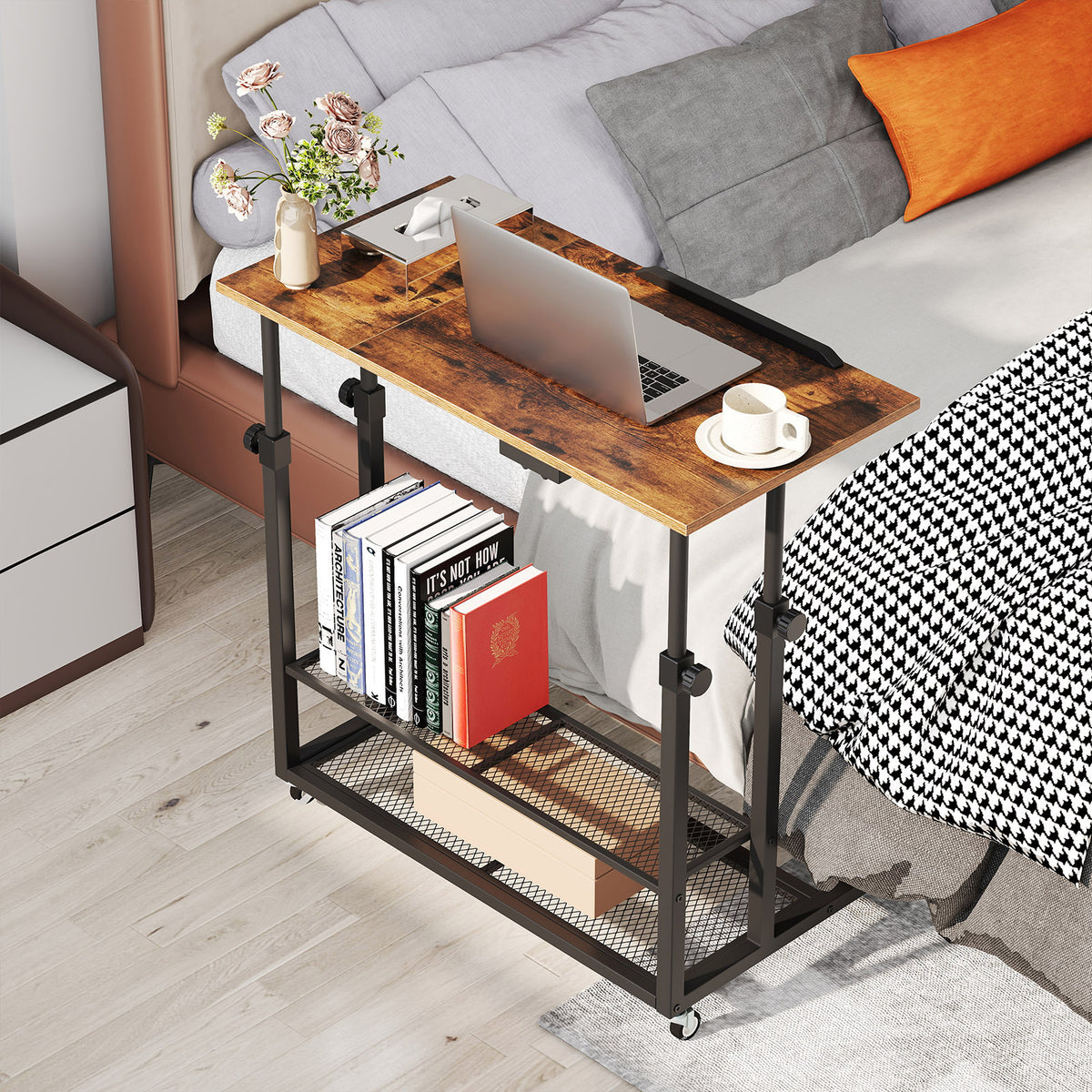 Mobile Stand up Desk, Height Adjustable Sit Stand Desk w/ Tilting Tabletop