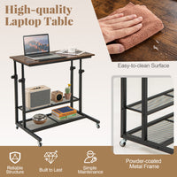 Mobile Stand up Desk, Height Adjustable Sit Stand Desk w/ Tilting Tabletop