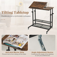 Mobile Stand up Desk, Height Adjustable Sit Stand Desk w/ Tilting Tabletop