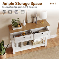 Farmhouse Console Table with 2 Drawers, Long Narrow Entryway Table