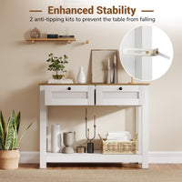 Farmhouse Console Table with 2 Drawers, Long Narrow Entryway Table