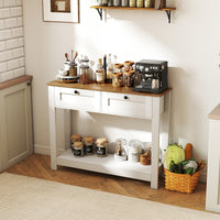 Farmhouse Console Table with 2 Drawers, Long Narrow Entryway Table