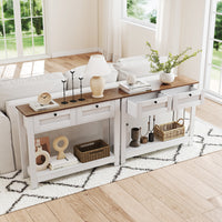 Farmhouse Console Table with 2 Drawers, Long Narrow Entryway Table