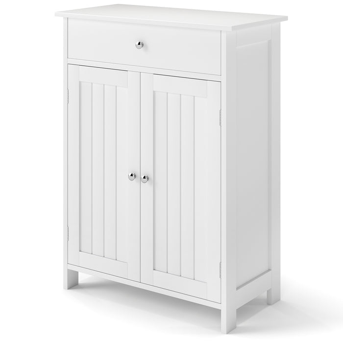 Floor Storage Organizer with 2 Doors, 1 Drawer, 3-Level Adjustable Shelf