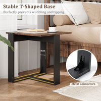 End Table, Industrial Sofa Side Table with Metal Frame