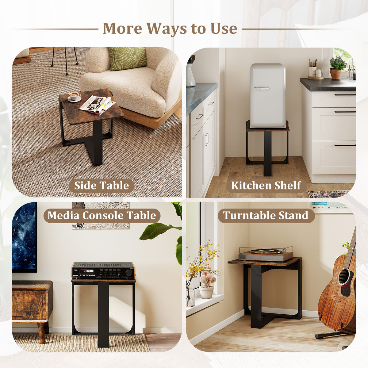 End Table, Industrial Sofa Side Table with Metal Frame