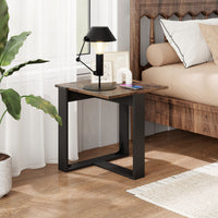 End Table, Industrial Sofa Side Table with Metal Frame