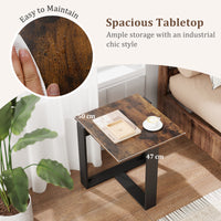 End Table, Industrial Sofa Side Table with Metal Frame