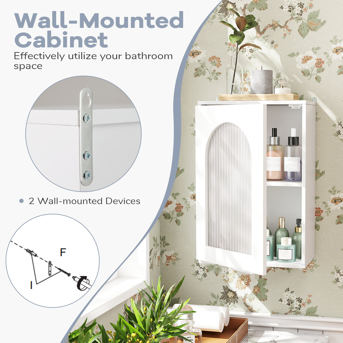 Medicine Cabinet with Tempered Glass Door & Adjustable Shelf