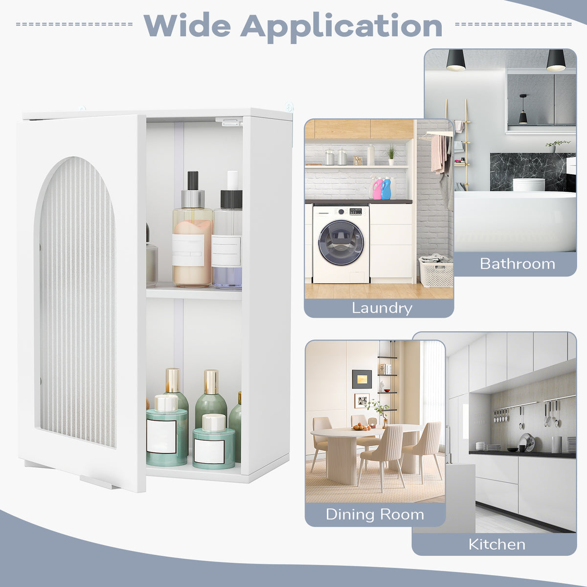 Medicine Cabinet with Tempered Glass Door & Adjustable Shelf