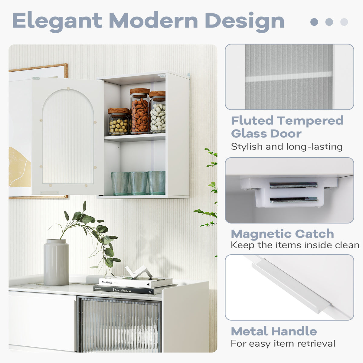 Medicine Cabinet with Tempered Glass Door & Adjustable Shelf