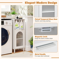 Wood Side Storage Organizer with Adjustable Shelf, Single Tempered Glass Door
