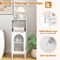 Wood Side Storage Organizer with Adjustable Shelf, Single Tempered Glass Door