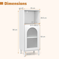 Wood Side Storage Organizer with Adjustable Shelf, Single Tempered Glass Door