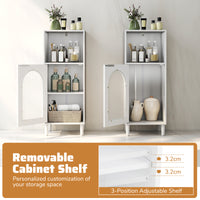 Wood Side Storage Organizer with Adjustable Shelf, Single Tempered Glass Door