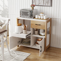 Kitchen Storage Cabinet, Modern Farmhouse Coffee Bar Cabinet with Drawer