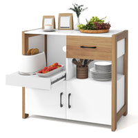 Kitchen Storage Cabinet, Modern Farmhouse Coffee Bar Cabinet with Drawer