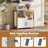 Kitchen Storage Cabinet, Modern Farmhouse Coffee Bar Cabinet with Drawer