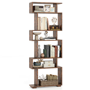 6-Tier Bookshelf, Geometric Bookcase with 2 Anti-Tipping Kits