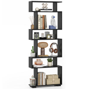 6-Tier Bookshelf, Geometric Bookcase with 2 Anti-Tipping Kits