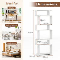 6-Tier Bookshelf, Geometric Bookcase with 2 Anti-Tipping Kits