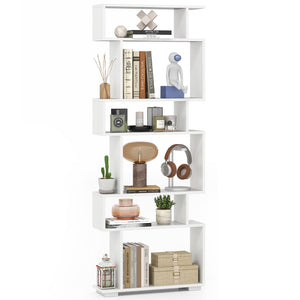 6-Tier Bookshelf, Geometric Bookcase with 2 Anti-Tipping Kits