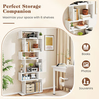 6-Tier Bookshelf, Geometric Bookcase with 2 Anti-Tipping Kits