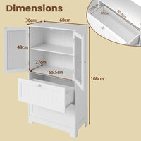 Bathroom Floor Storage Cabinet, Freestanding Cupboard Pantry