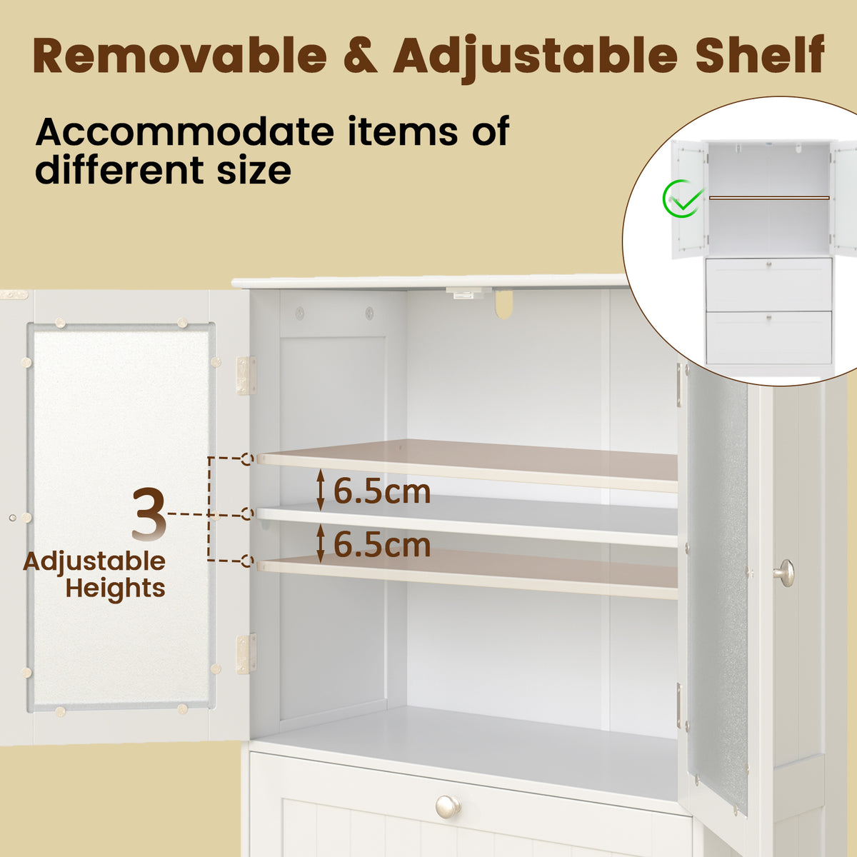 Bathroom Floor Storage Cabinet, Freestanding Cupboard Pantry