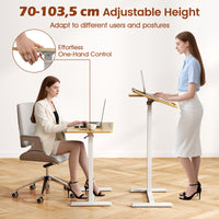 Mobile Over Bed Desk, Height Adjustable Standing Laptop Cart