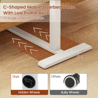 Mobile Over Bed Desk, Height Adjustable Standing Laptop Cart