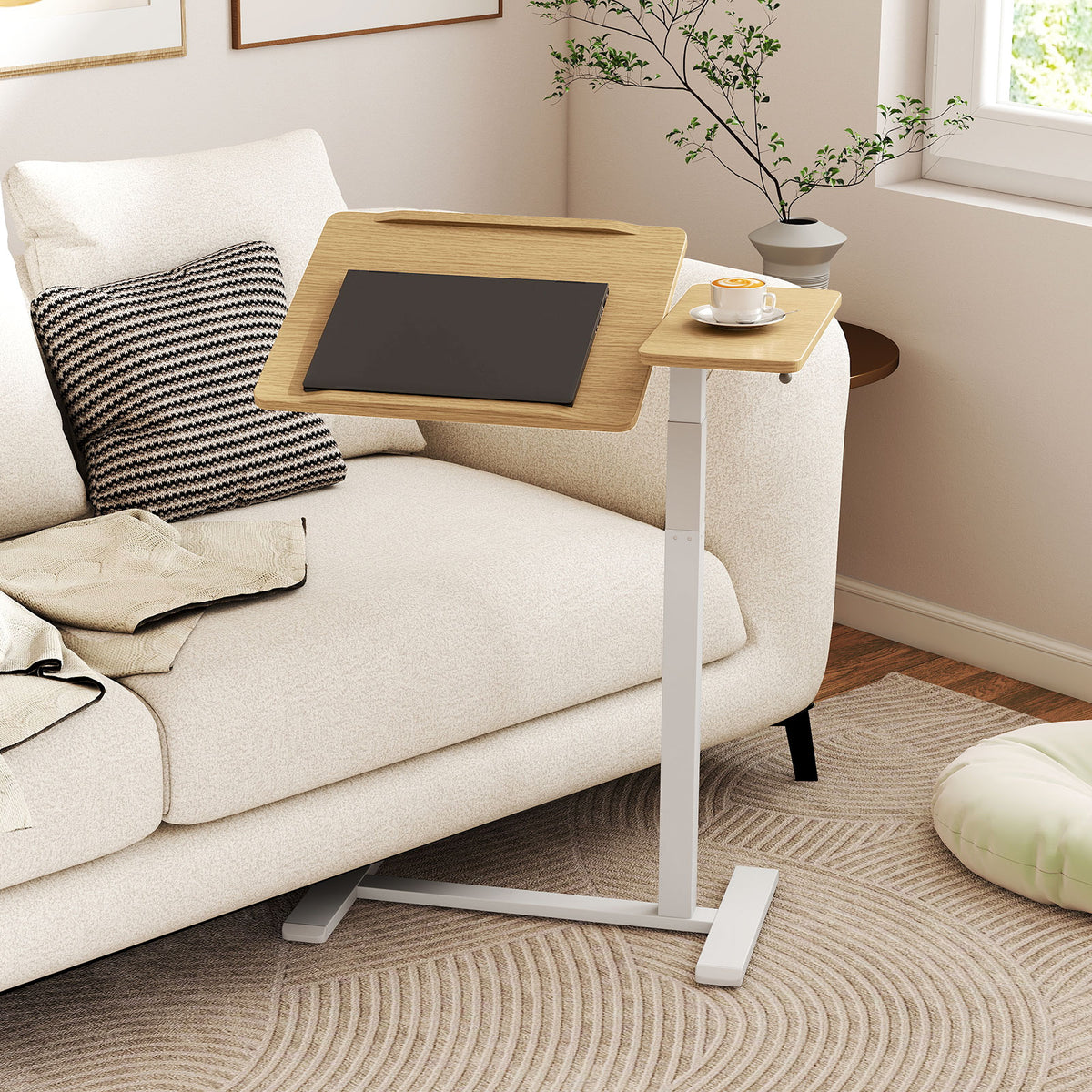 Mobile Over Bed Desk, Height Adjustable Standing Laptop Cart