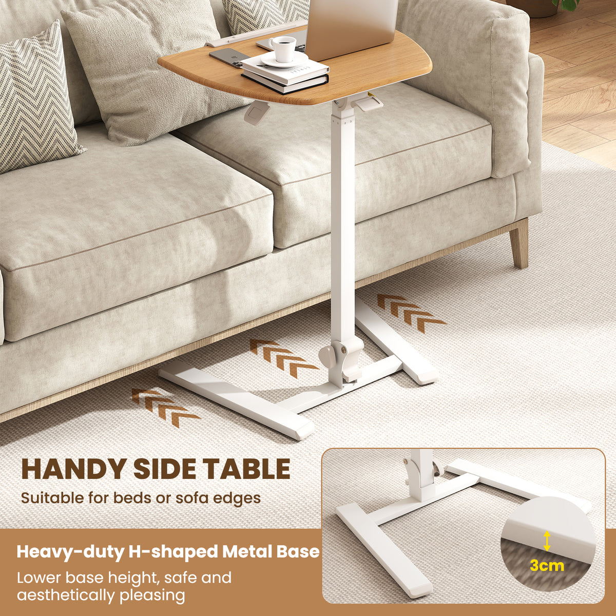 Foldable Mobile Standing Desk, Rolling Laptop Desk with 90° Tiltable Tabletop