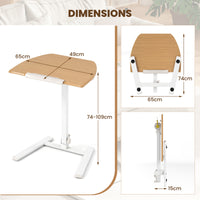 Foldable Mobile Standing Desk, Rolling Laptop Desk with 90° Tiltable Tabletop