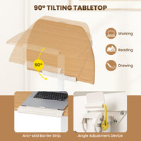 Foldable Mobile Standing Desk, Rolling Laptop Desk with 90° Tiltable Tabletop