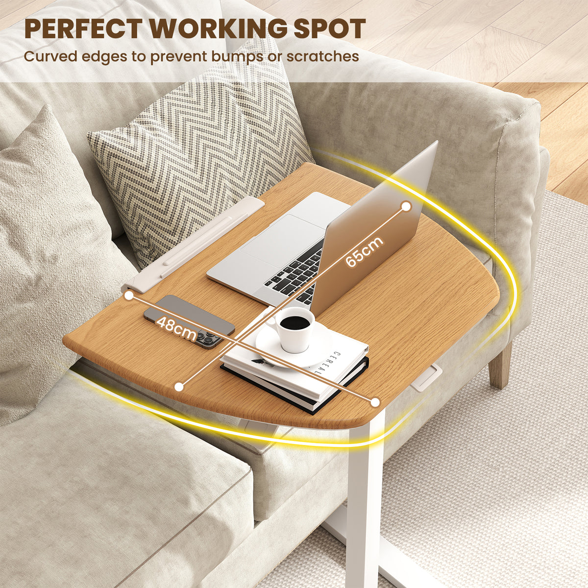 Foldable Mobile Standing Desk, Rolling Laptop Desk with 90° Tiltable Tabletop
