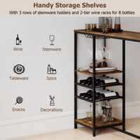 Long Bar Table, Bar Height Dining Table with Storage Shelves