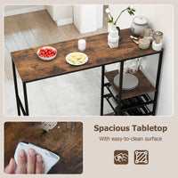 Long Bar Table, Bar Height Dining Table with Storage Shelves