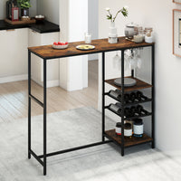 Long Bar Table, Bar Height Dining Table with Storage Shelves